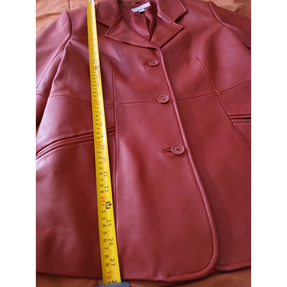 Nordstrom Genuine Lamb Leather Red Blazer Jacket Size M - Picture 9 of 11